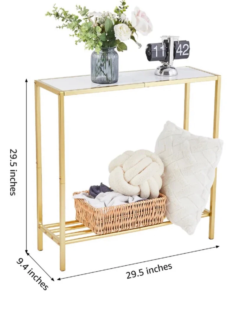 Gold Frame Console Table - Artificial Marble Top
