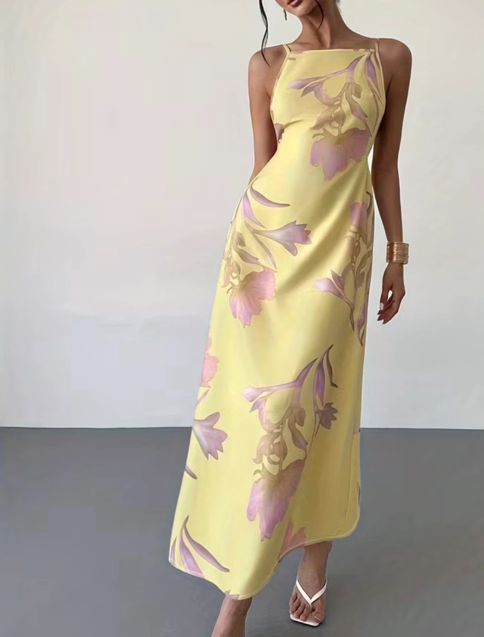 Yellow Floral Slip Dress