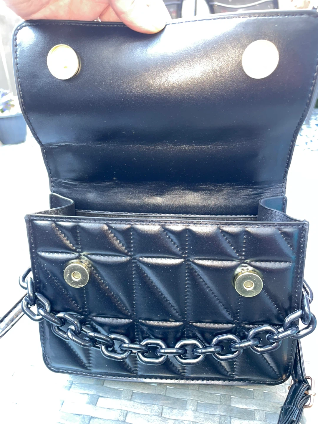 Brand New Woman’s Black Quilted Handbag with Chain Detail - photo 5