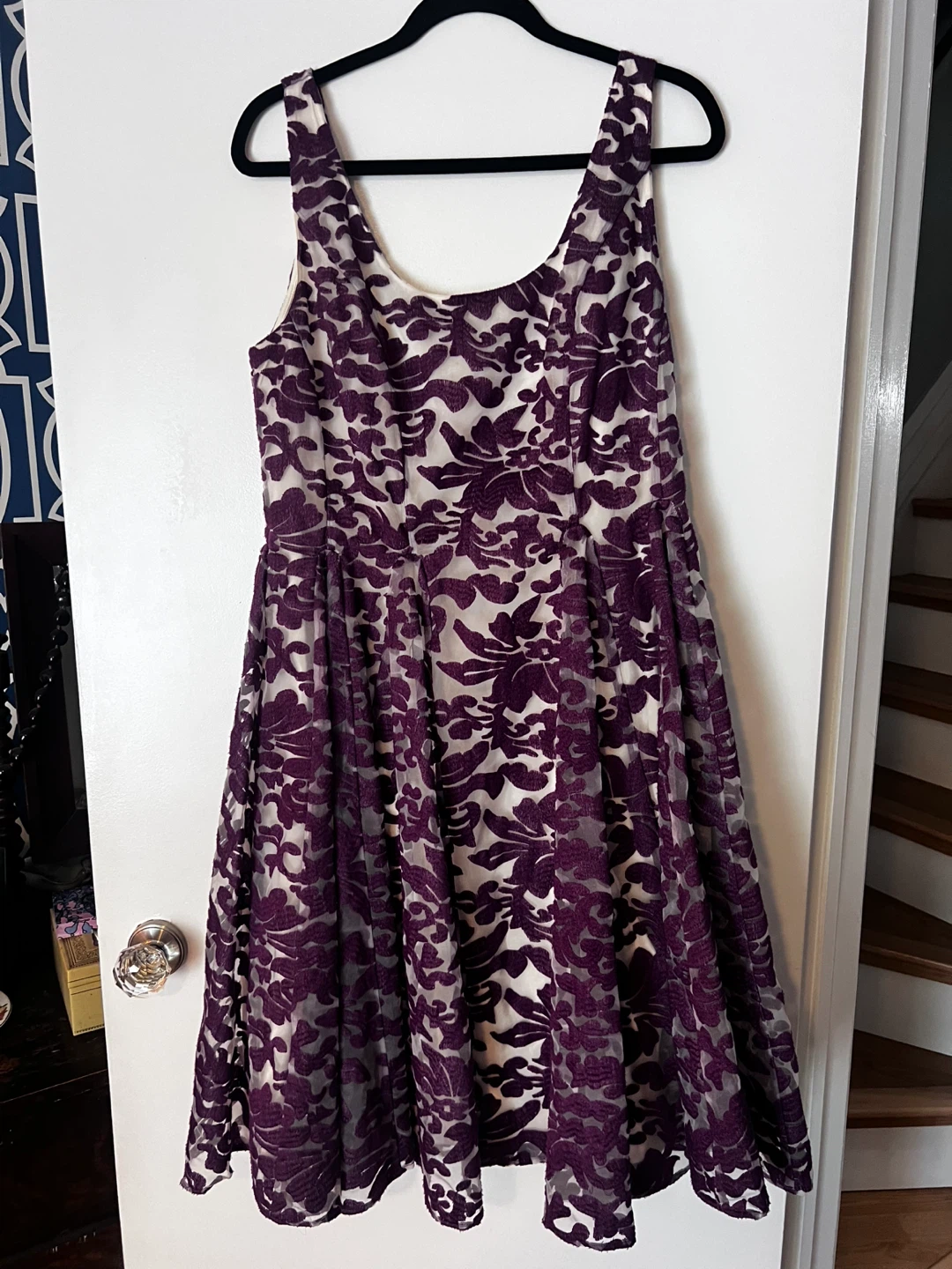Badgley Mischka Collection Orchid Floral Tapestry Dress Size 14