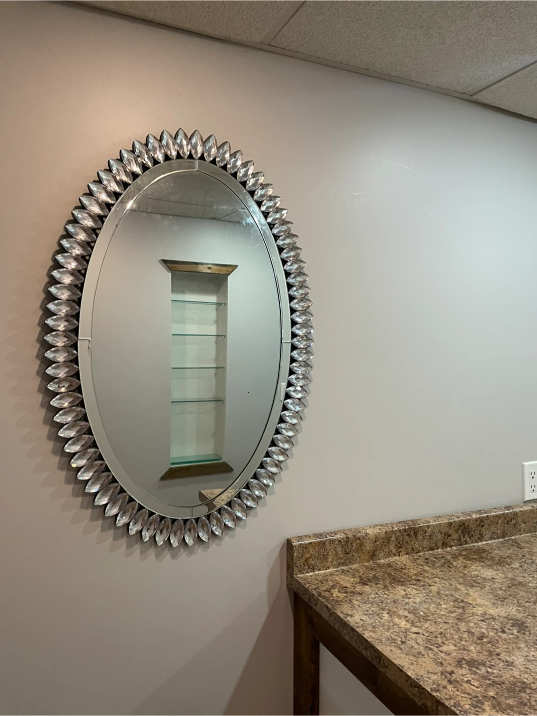 Oval Decorative Mirror with Crystal Embellishments