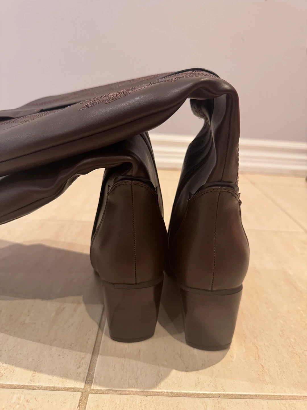 Brown Faux Leather Cowboy Boots - photo 5