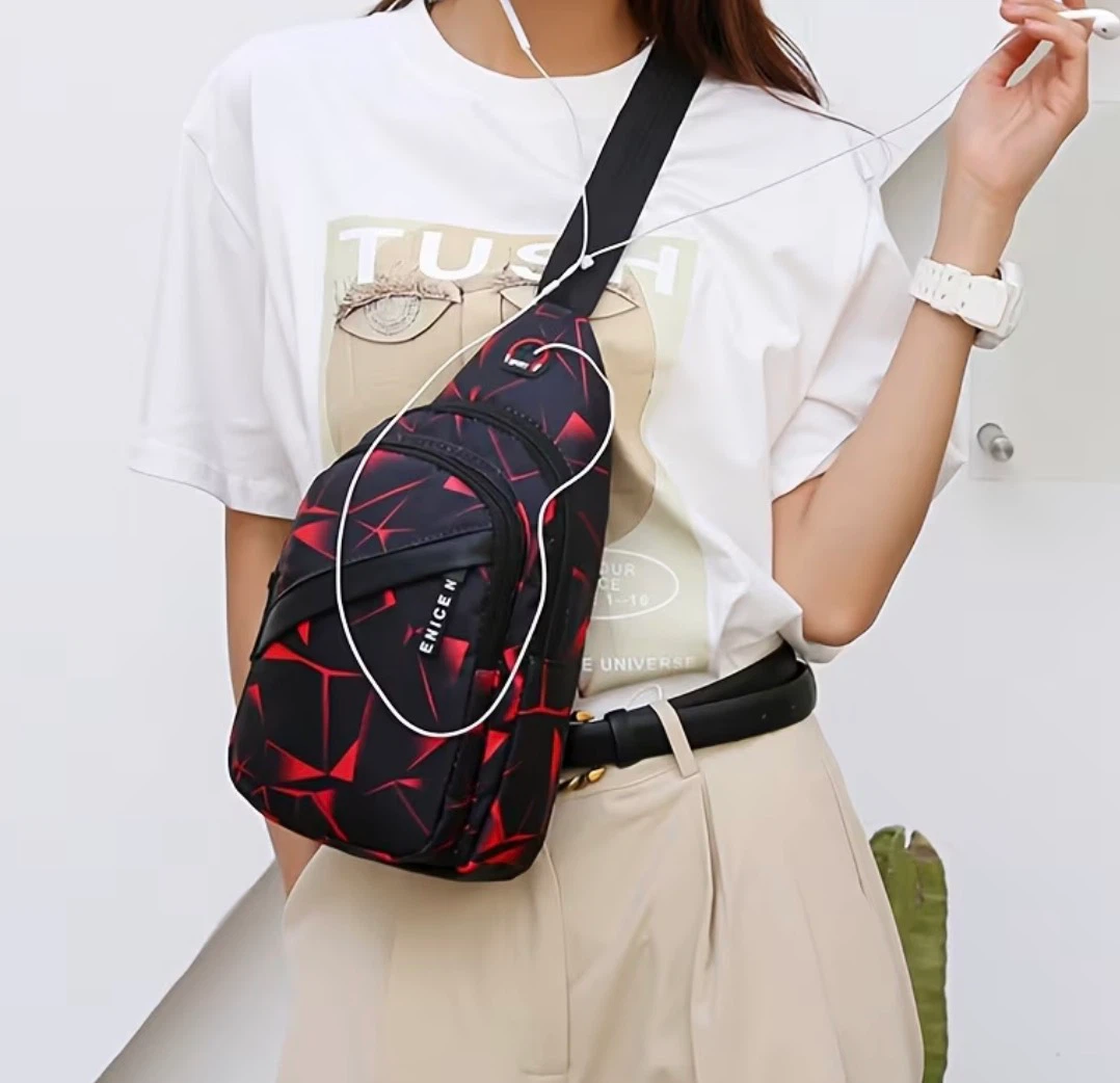New Black and Red Geometric Sling Bag - photo 4