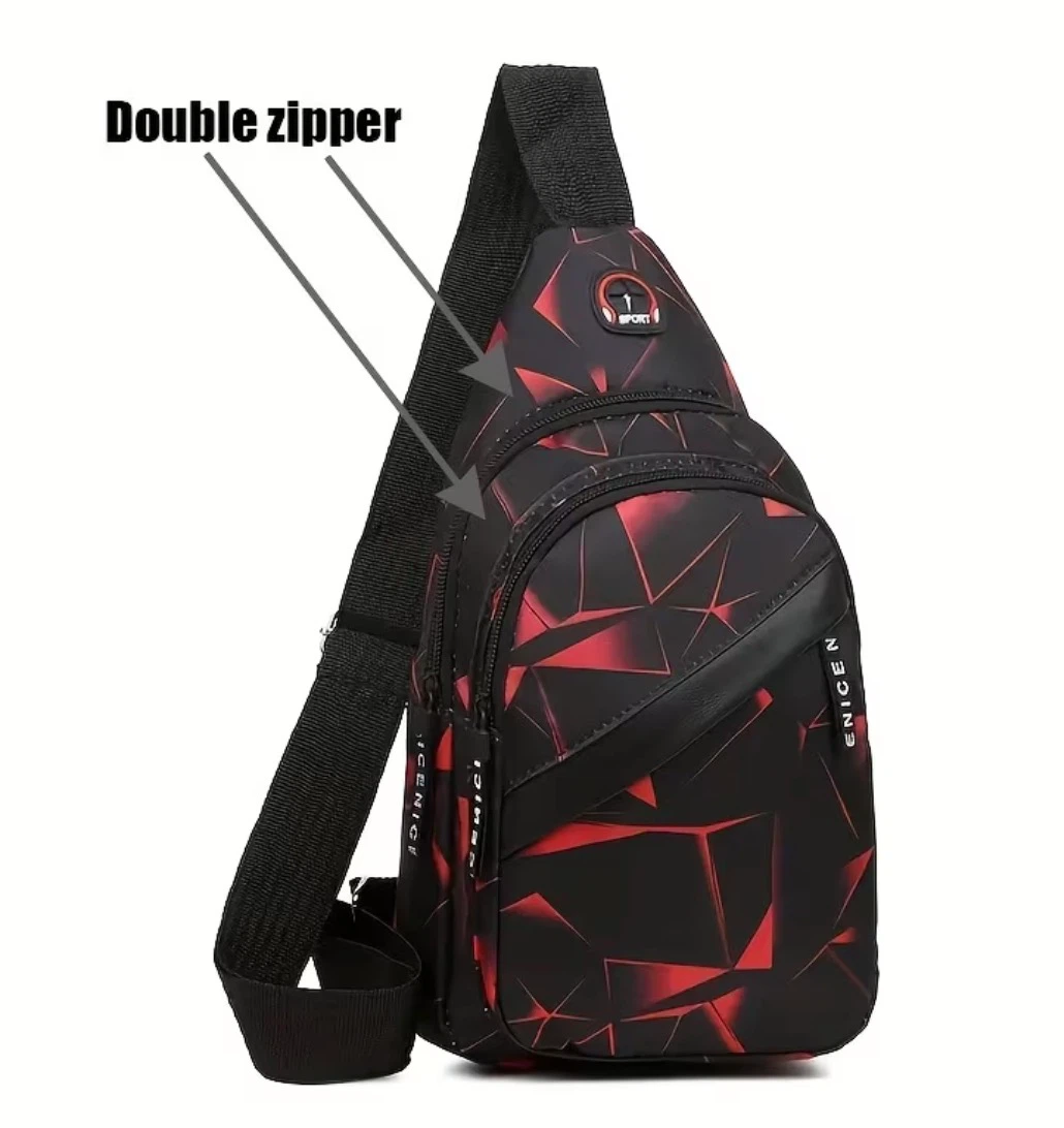 New Black and Red Geometric Sling Bag - photo 5