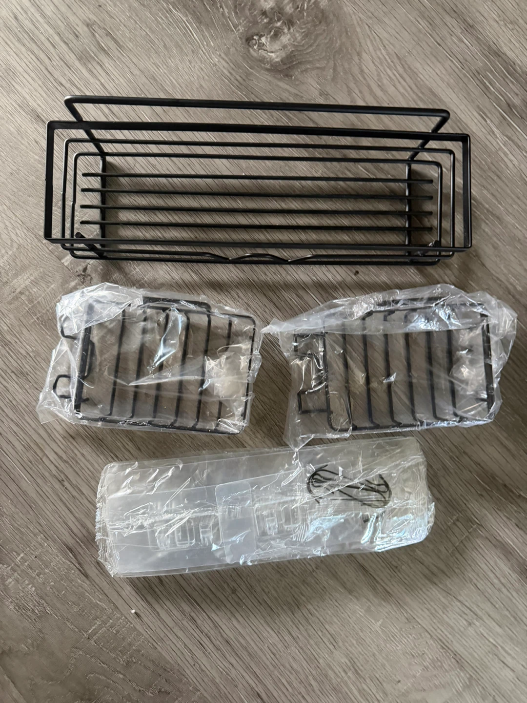 Black Metal Shower Caddy Set with Adhesive Hooks