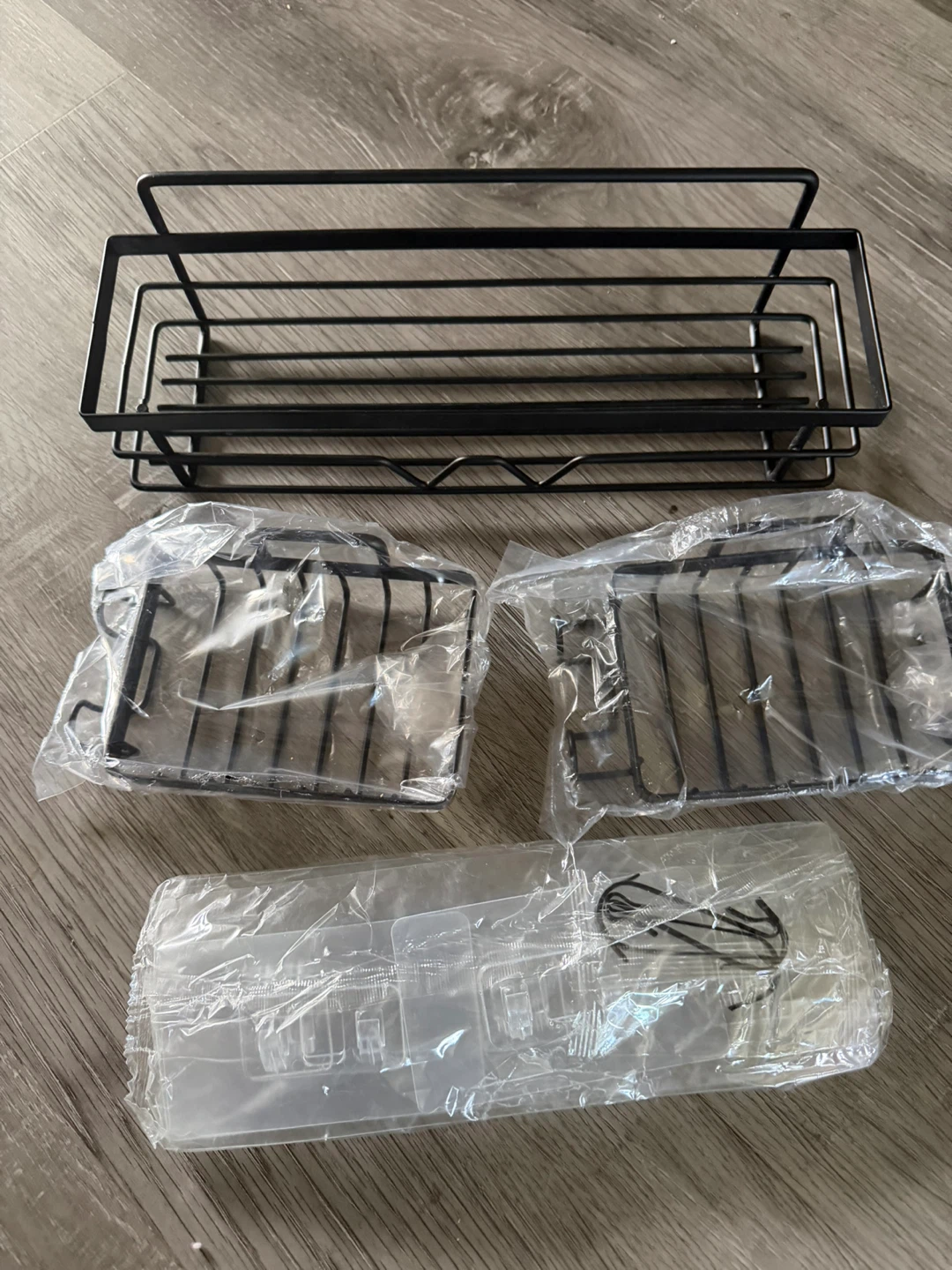 Black Metal Shower Caddy Set with Adhesive Hooks - photo 2
