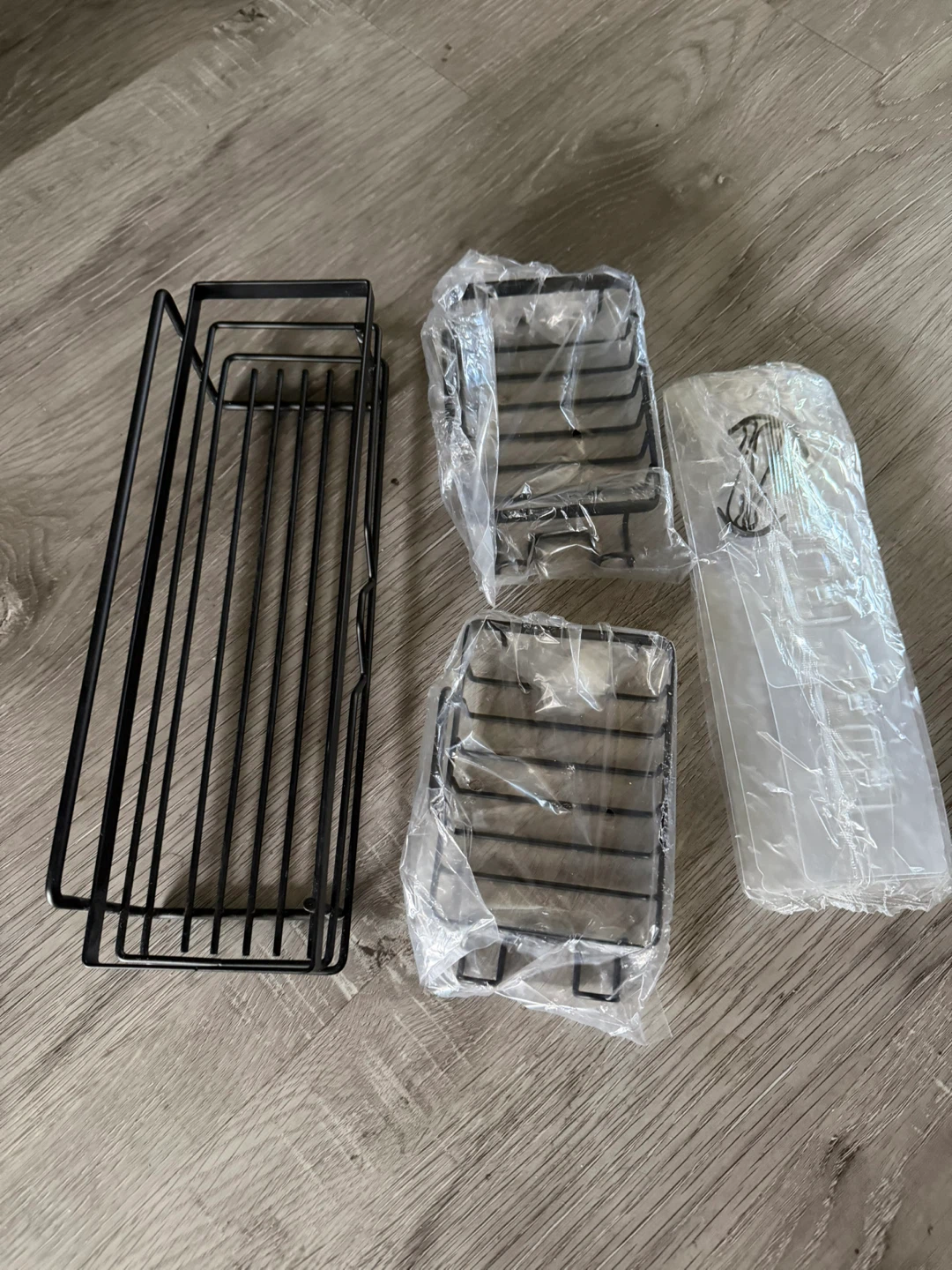 Black Metal Shower Caddy Set with Adhesive Hooks - photo 3