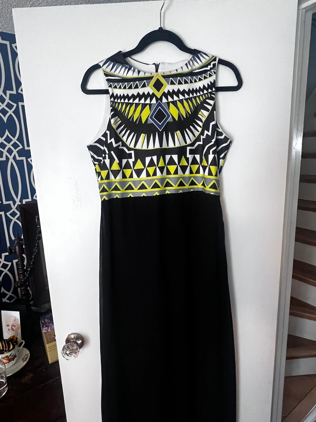 Women's Sleeveless Geometric Print Sheath Dress