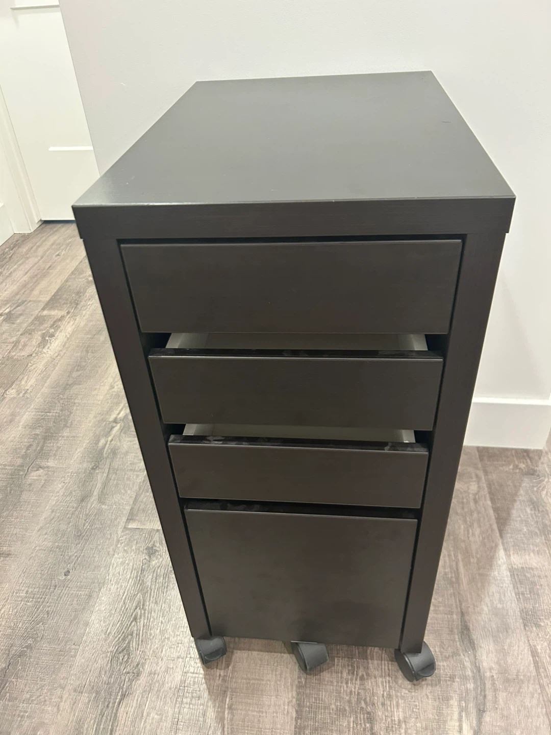 IKEA MICKE drawers black brown on casters