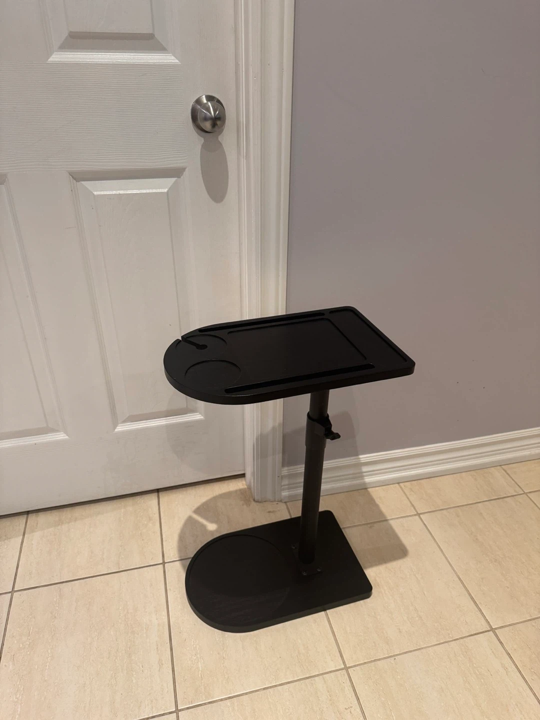 Adjustable Height Side Table with Cup Holder