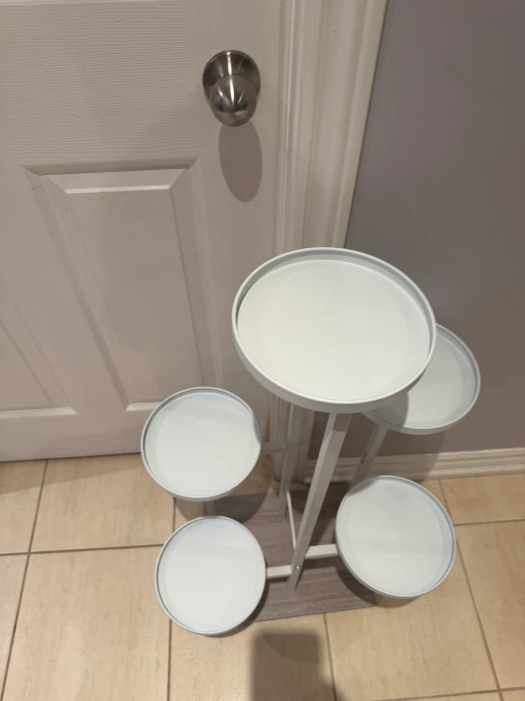 White Metal Plant Stand - photo 2