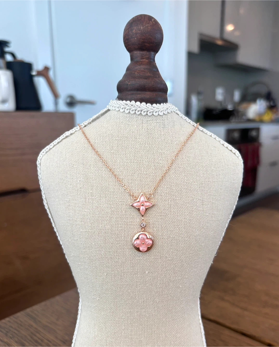 Pink fritillaria necklace