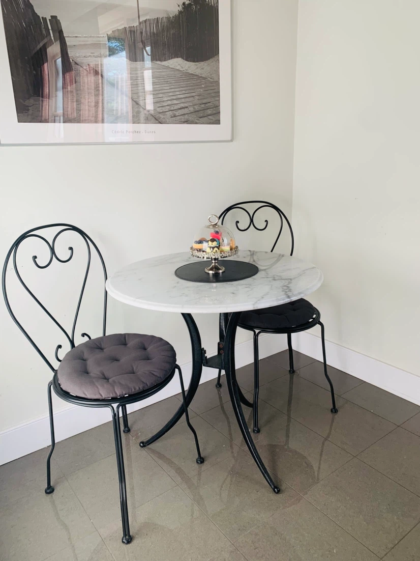Cast Iron & Marble  top bistro table & chairs