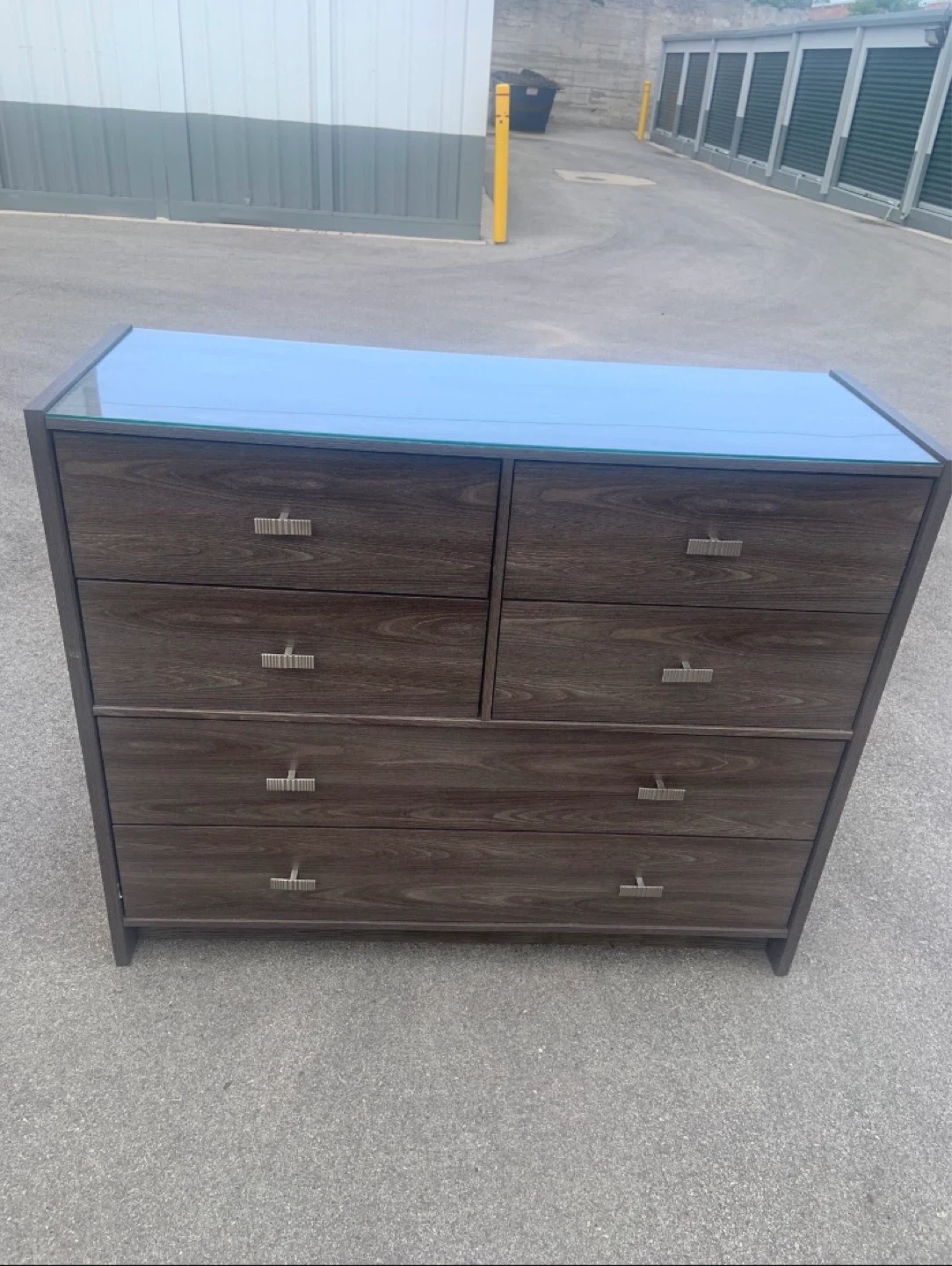 Dark Wood Dresser with Glass Top