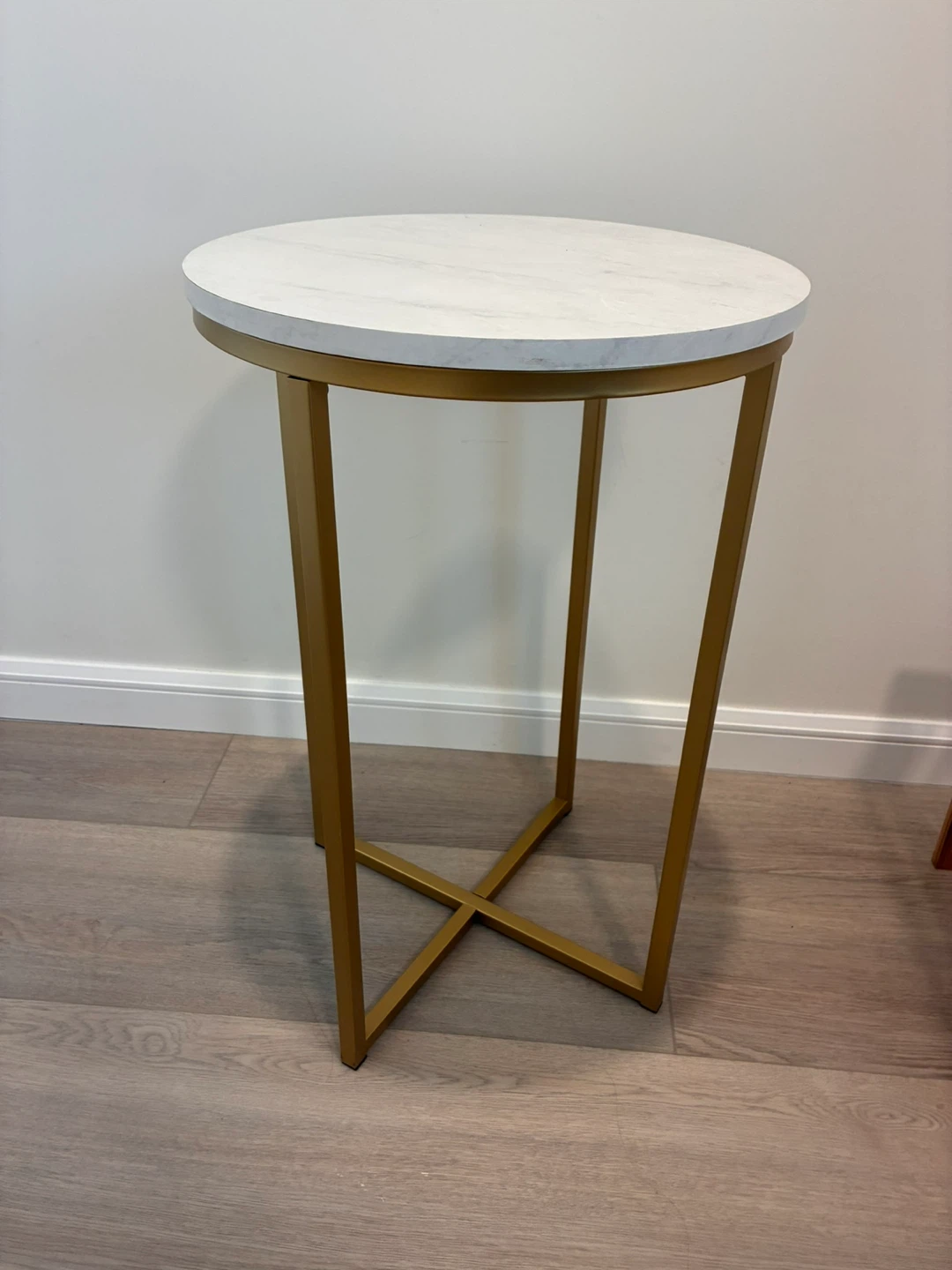 Faux Marble Top Round Side Table