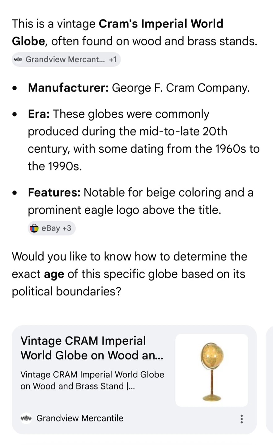 Vintage George F. Cram Company Imperial World Globe - photo 2