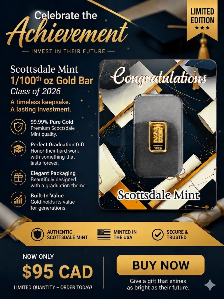 Scottsdale Mint 1/100 oz Gold Bar Class of 2026