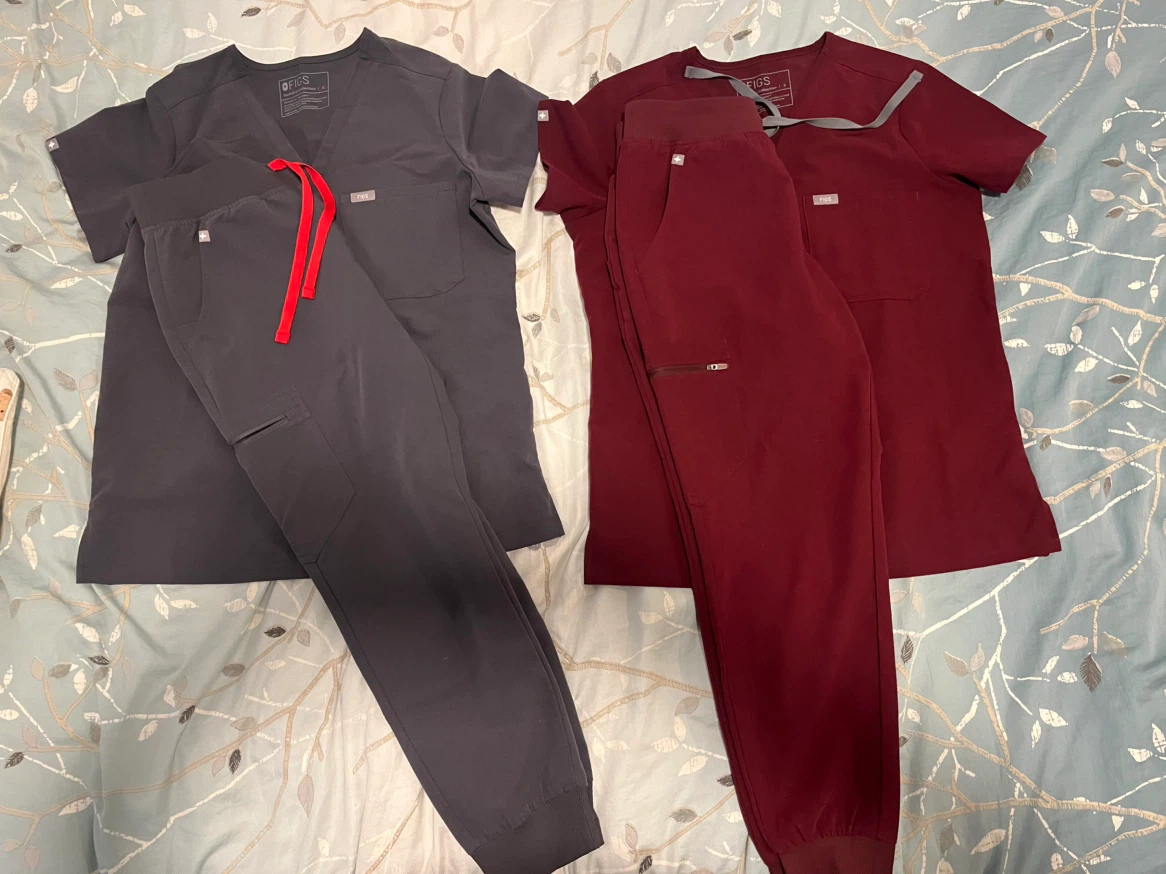 Figs Scrub Jogger Set - Charcoal & Burgundy - photo 2