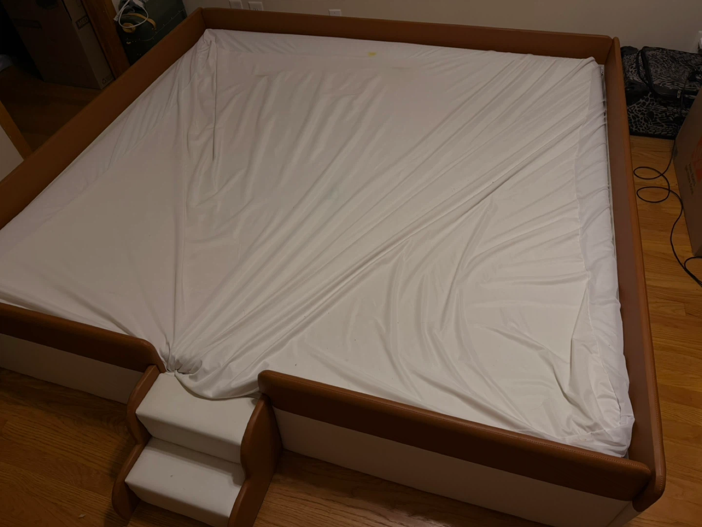 Free White & Brown Low King Bed Frame (Not Mattress)