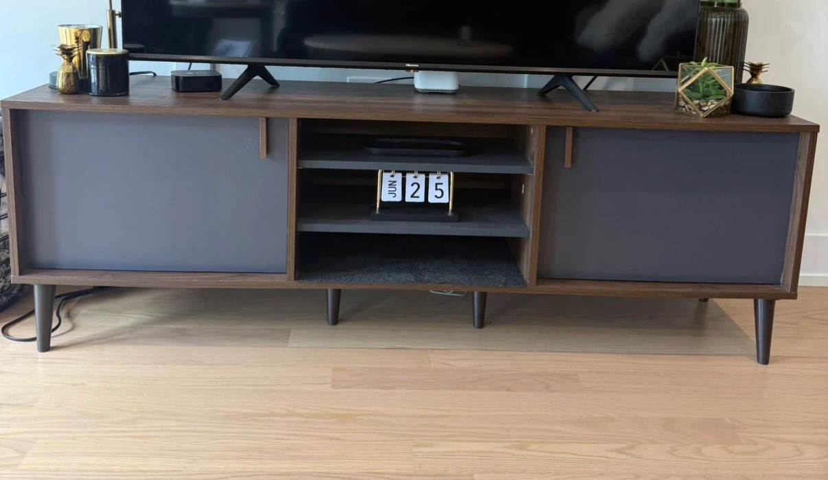 MOVING SALE - Walnut Brown and Black TV Stand