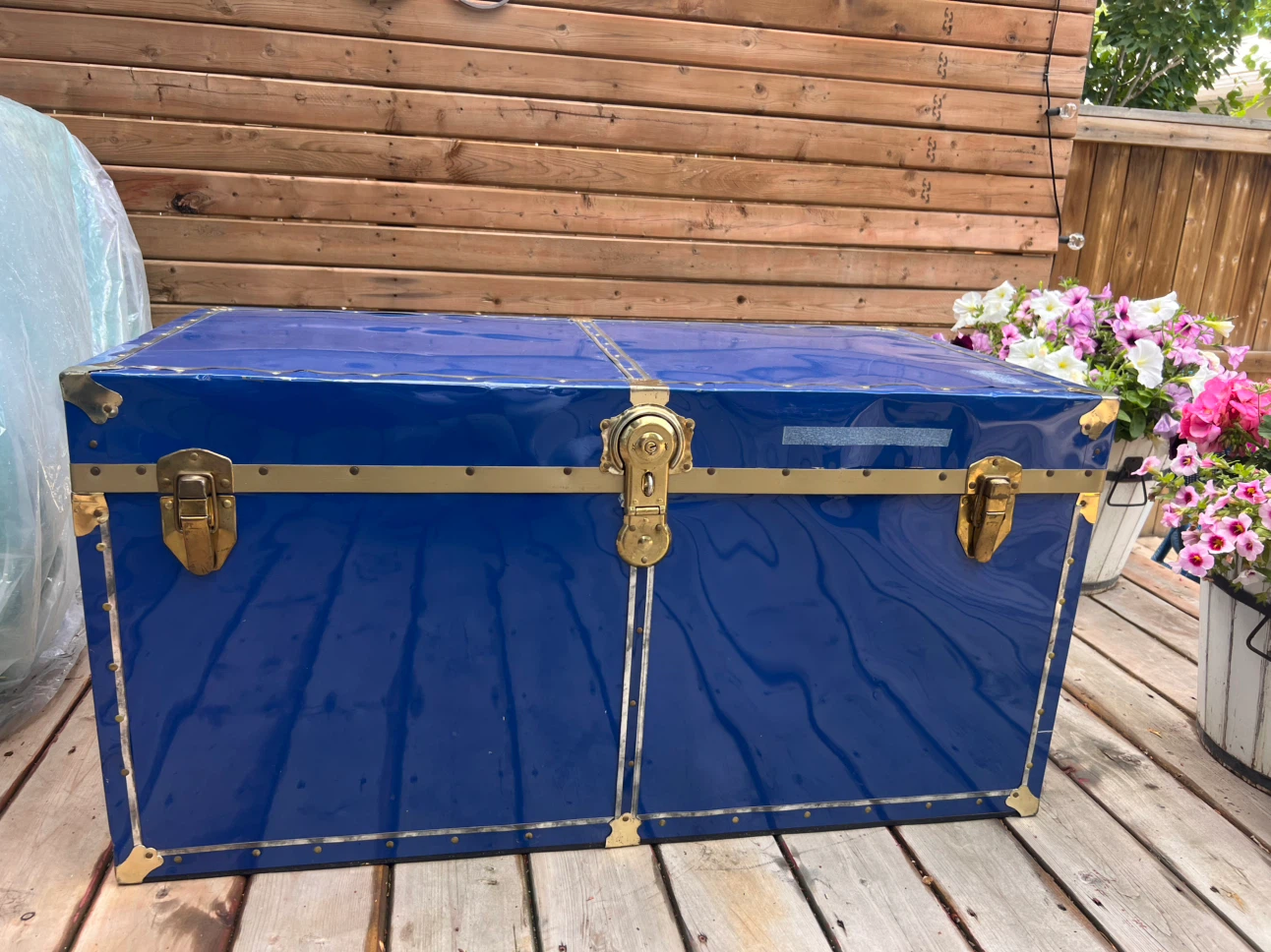 2 Blue Vintage Storage Trunks