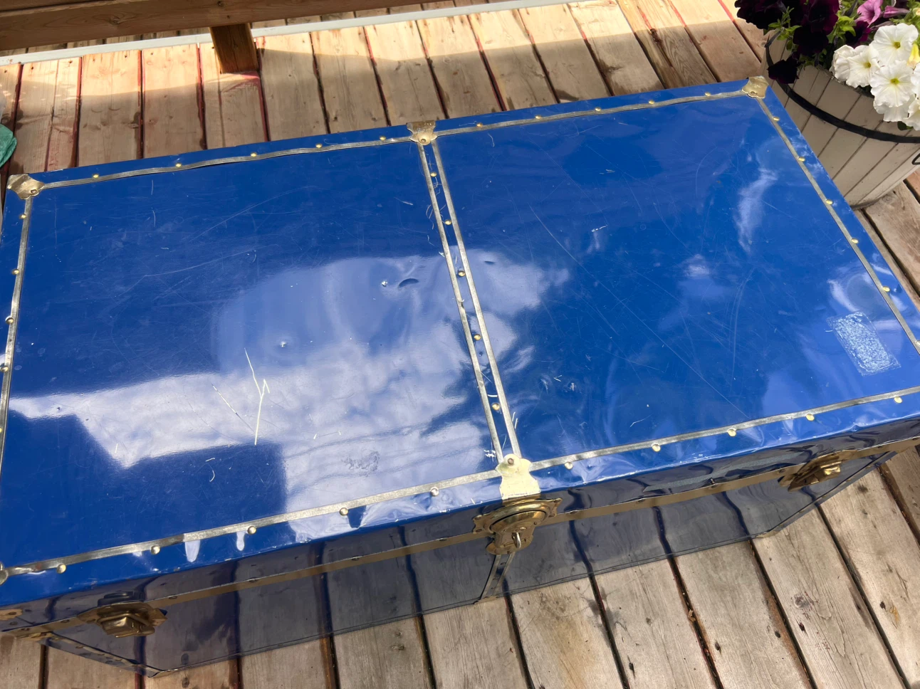 2 Blue Vintage Storage Trunks - photo 2