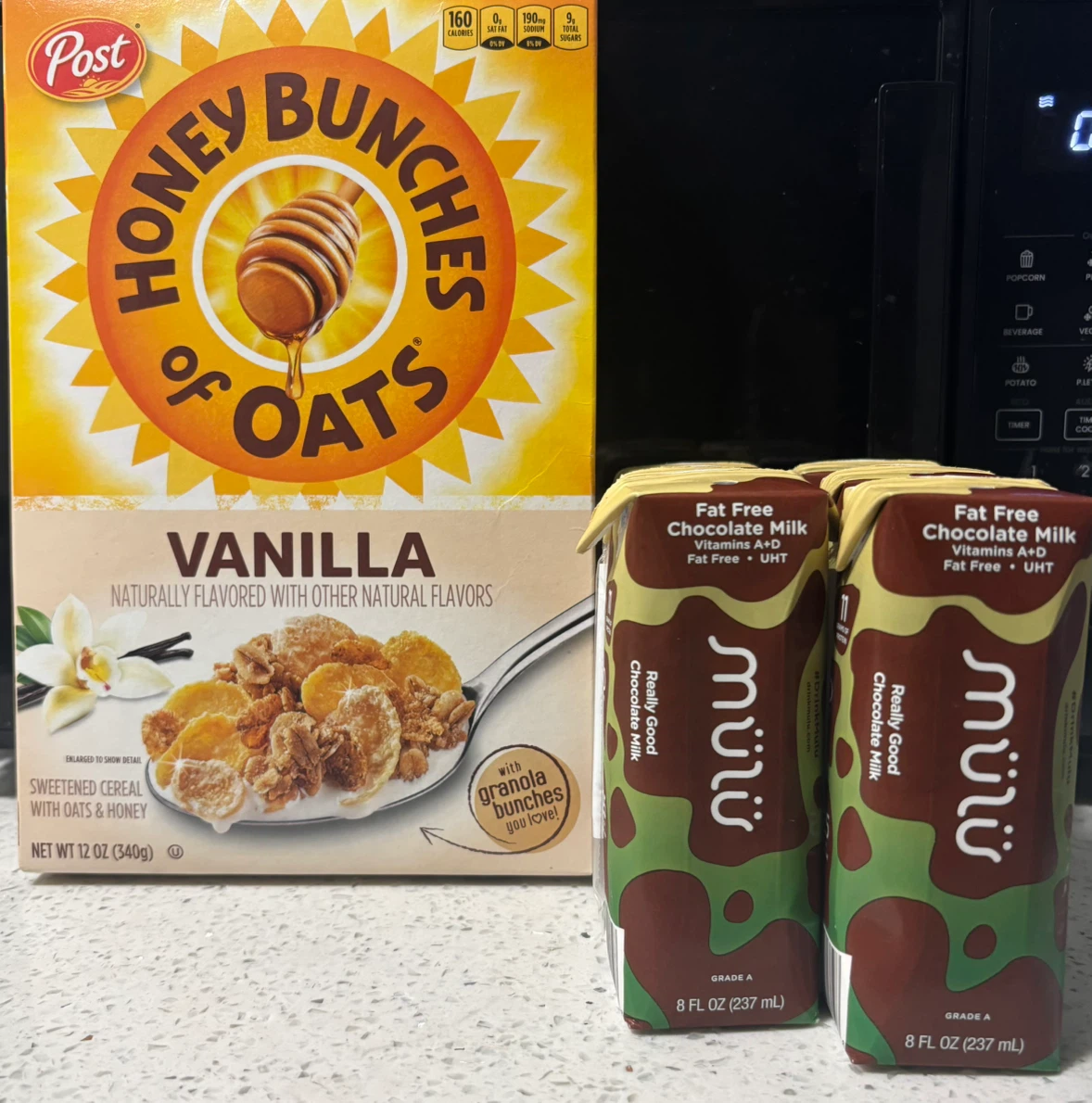 Post Honey Bunches of Oats Vanilla Cereal & Mulu Chocolate Milk