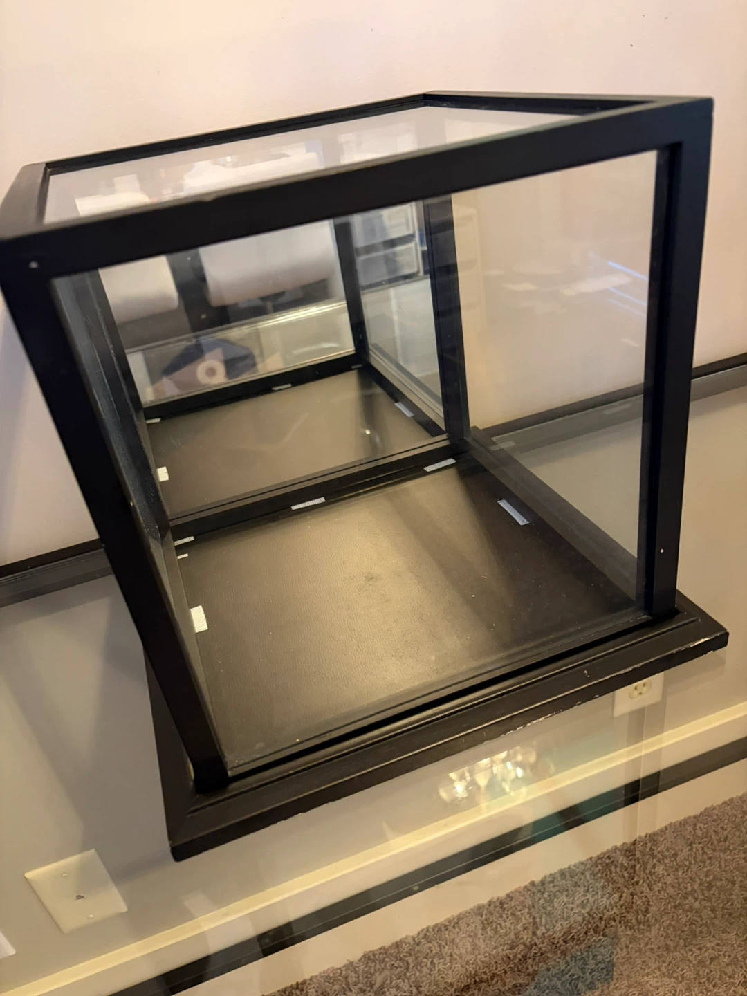 Display Case with Glass and Black Frame