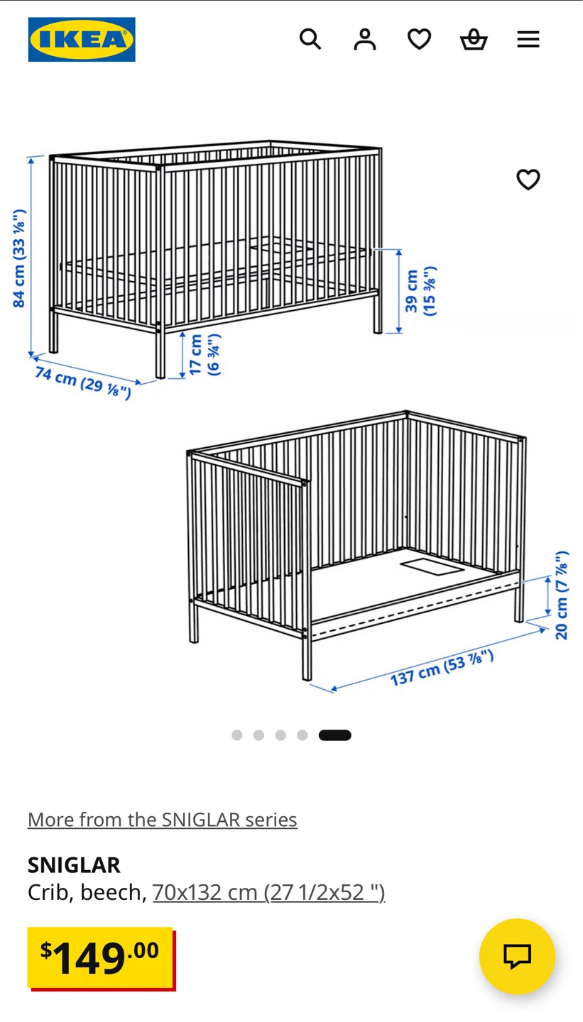 Brand New IKEA SNIGLAR Crib + Mattress – Never Used! - photo 3
