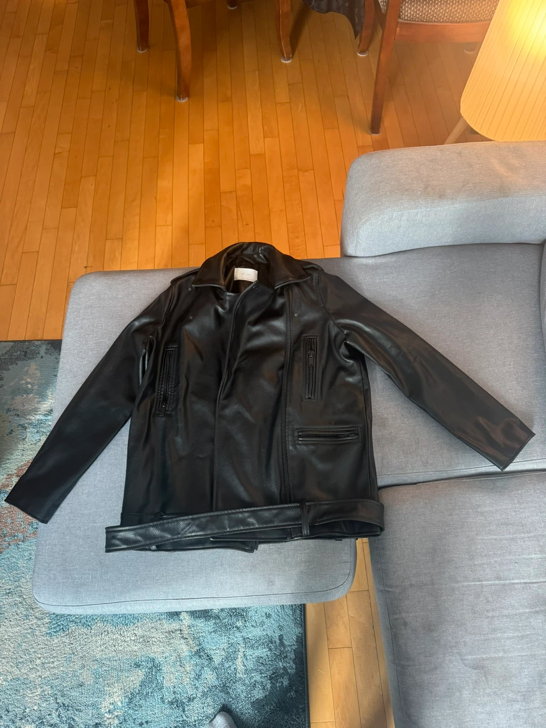 OAK + FORT Black Faux Leather Moto Jacket