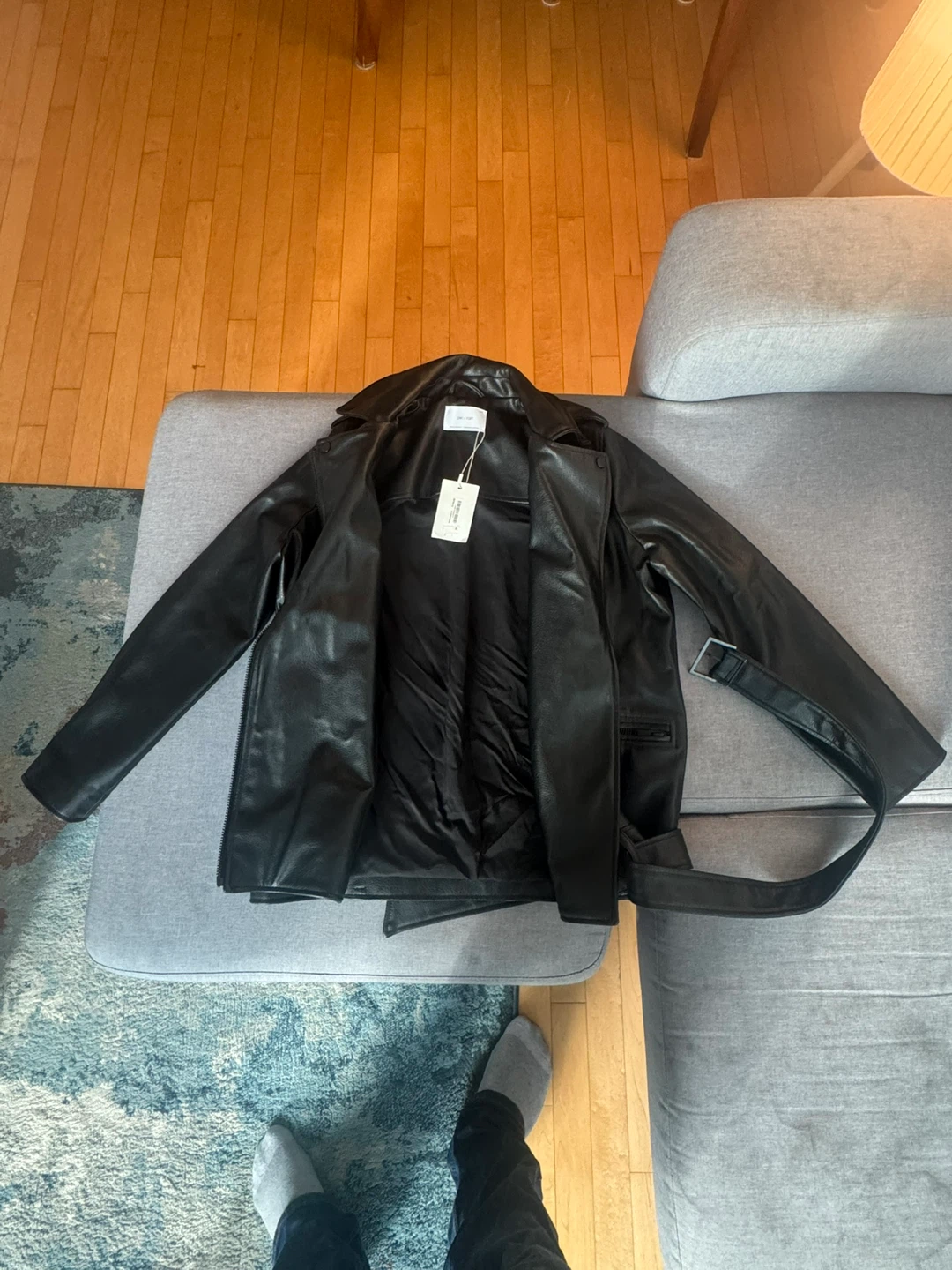OAK + FORT Black Faux Leather Moto Jacket - photo 4