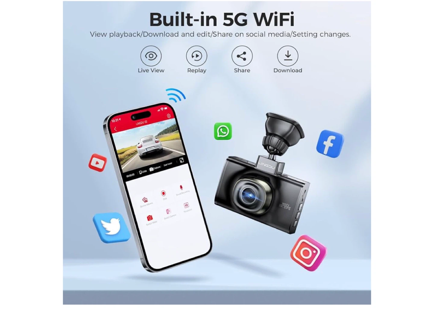 LINGDU 5K Dash Cam with WiFi and GPS - photo 5