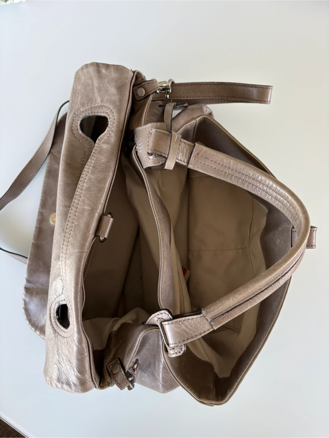 Taupe Leather Satchel Bag - photo 3