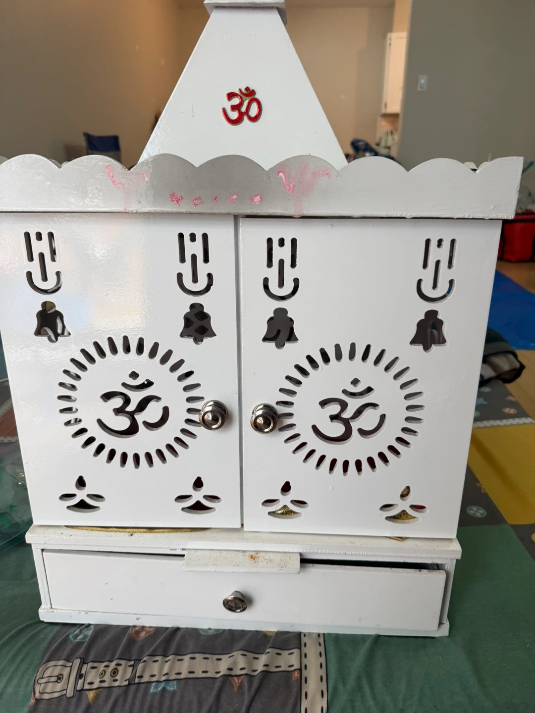 White Pooja Mandir with Om Symbol - photo 2