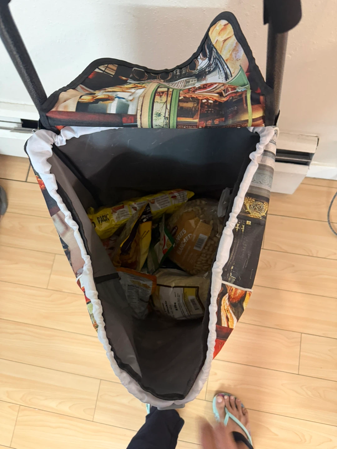 Rolling Shopping Cart Bag with Parisian Bakery Design