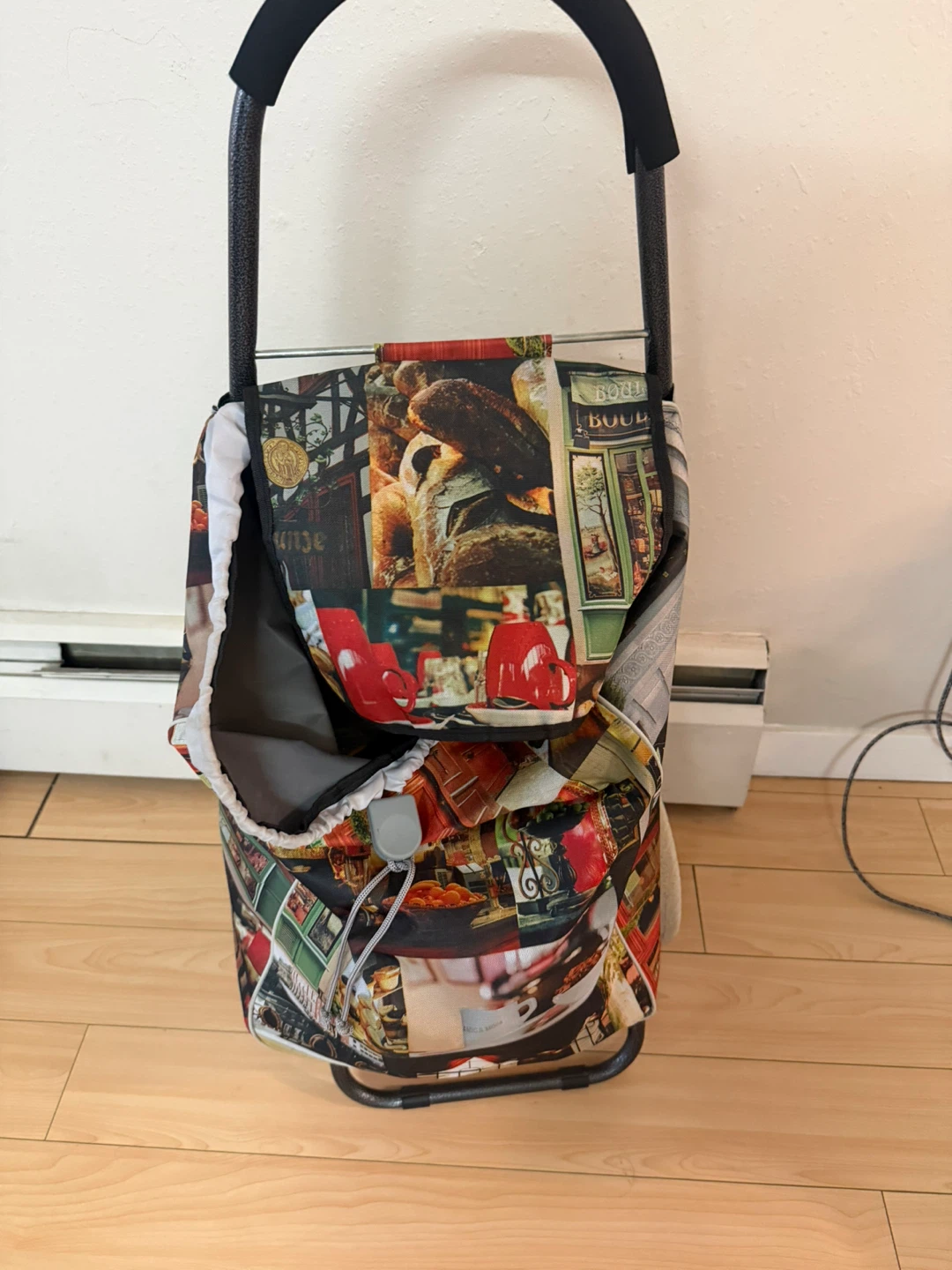 Rolling Shopping Cart Bag with Parisian Bakery Design - photo 2