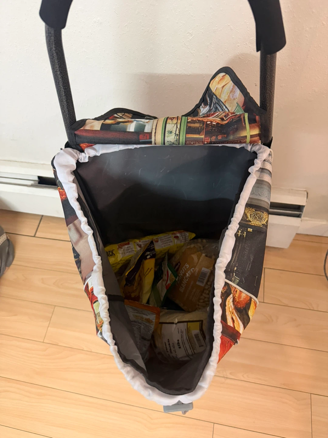 Rolling Shopping Cart Bag with Parisian Bakery Design - photo 3