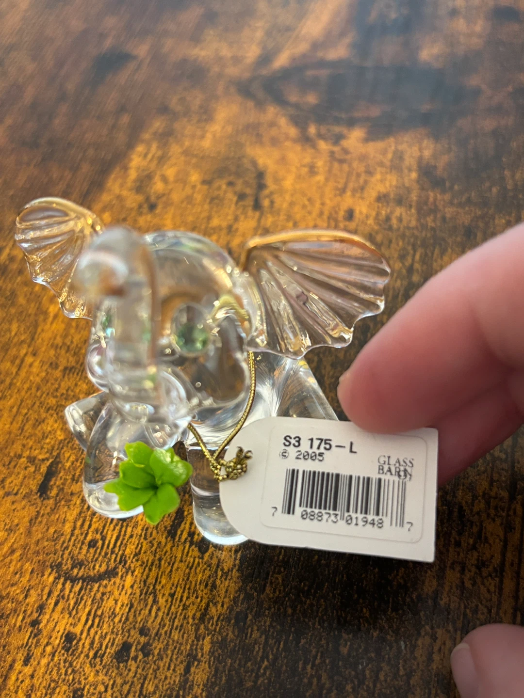 Glass Baron Lucky Elephant Figurine 4 Leaf Clover Original Tag - photo 3