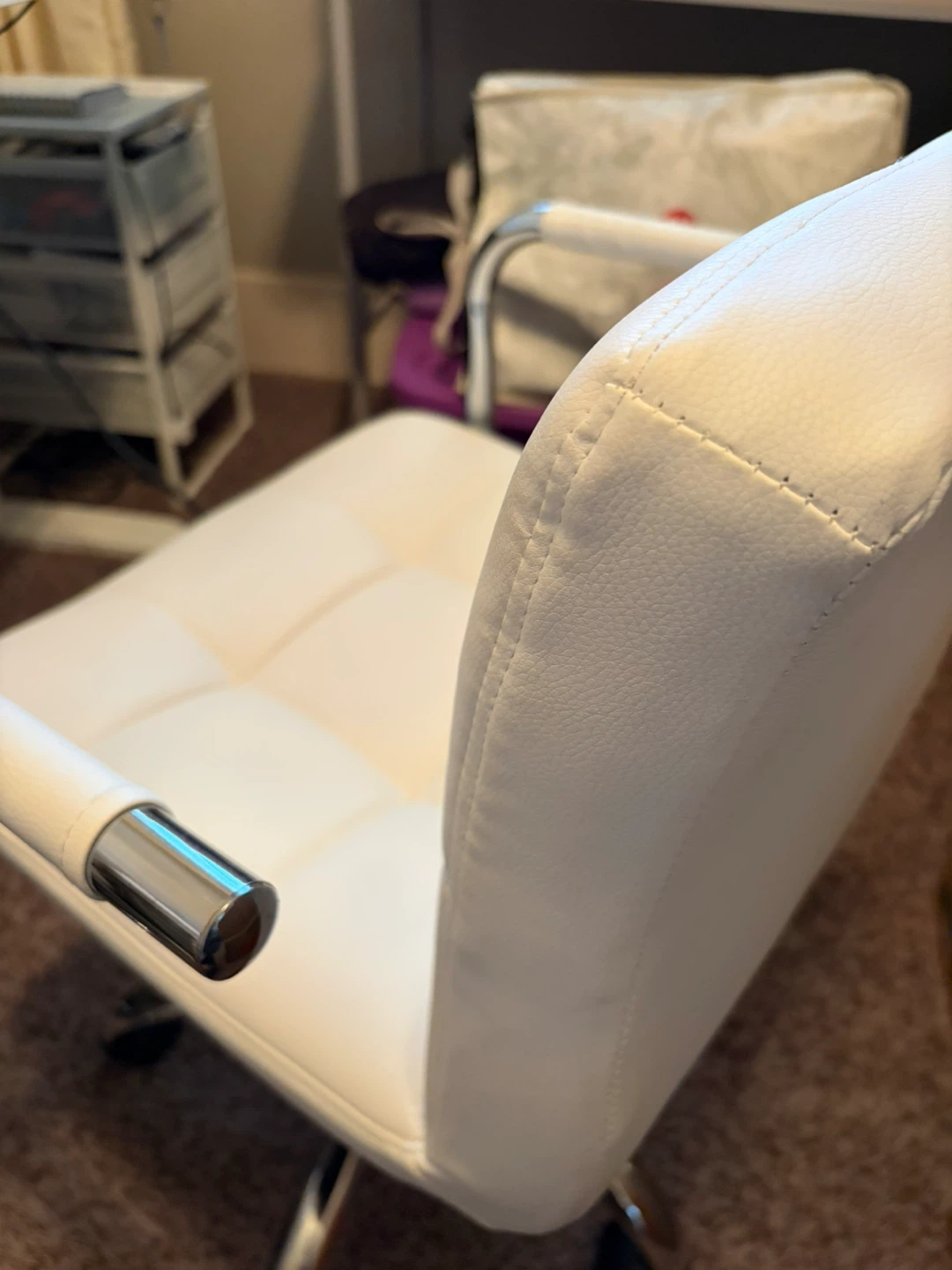 White Mid Century Modern Desk / Office Chair - photo 3