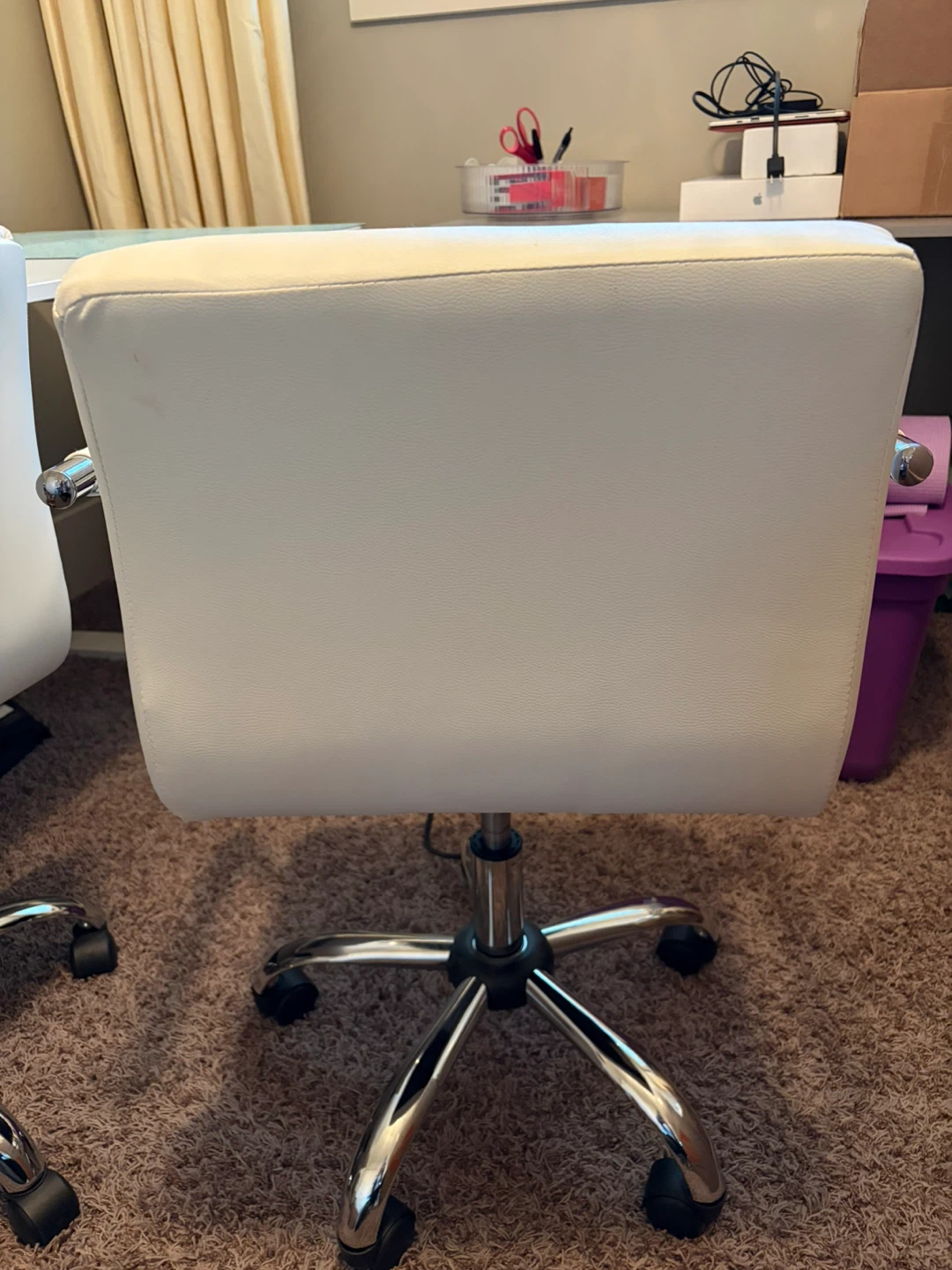 White Mid Century Modern Desk / Office Chair - photo 2