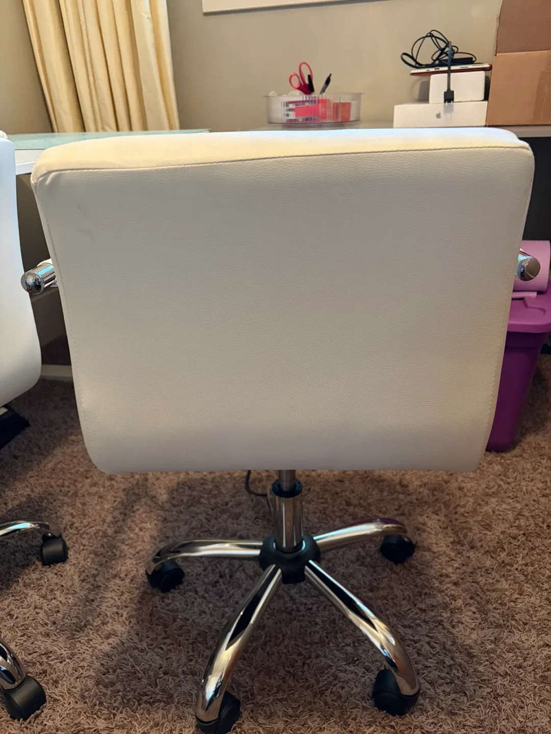 White Mid Century Modern Desk / Office Chair - photo 2