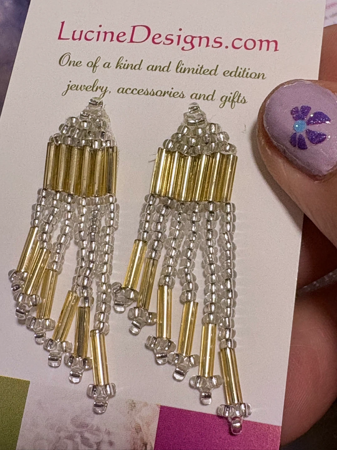 Beaded Tassel Earrings in gold and silver, new - photo 2