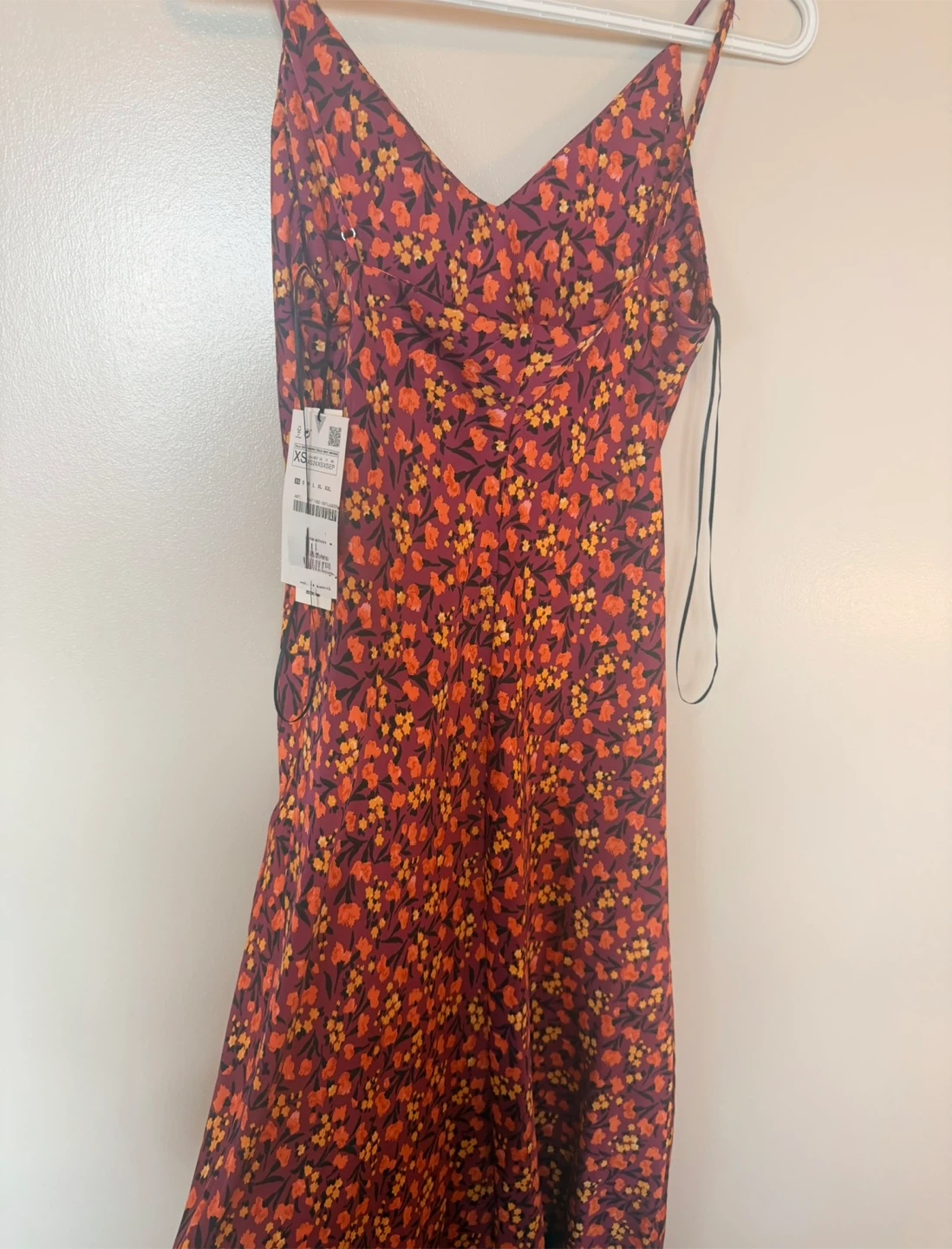 Zara Floral Print Satin Dress XS