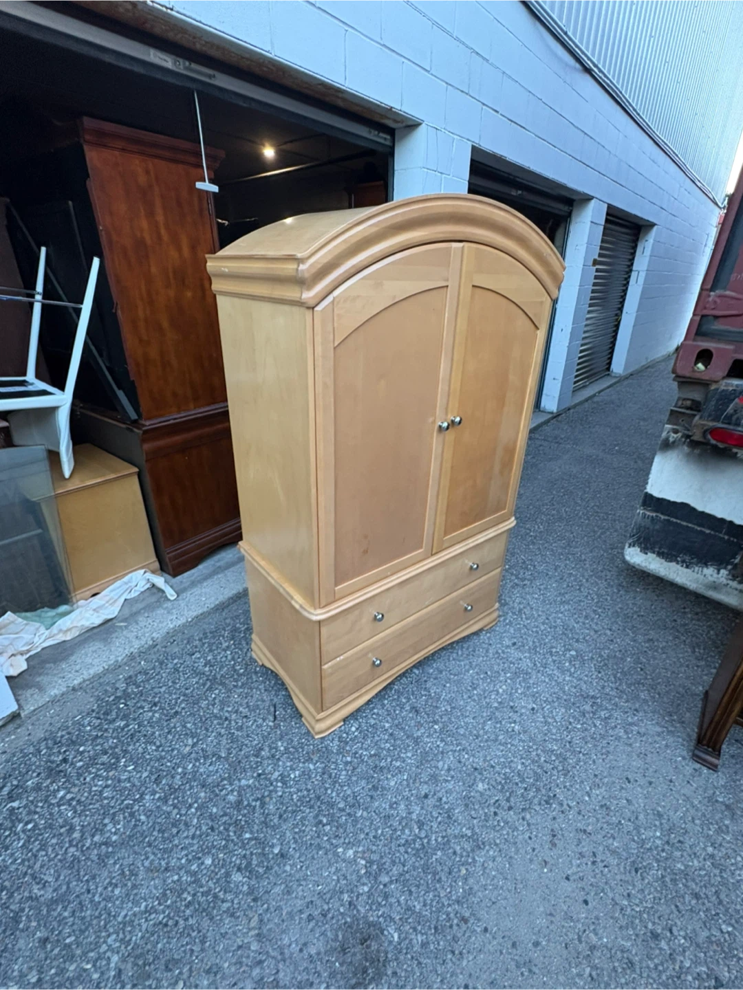 Free delivery used Wooden Armoire with Drawers - photo 2