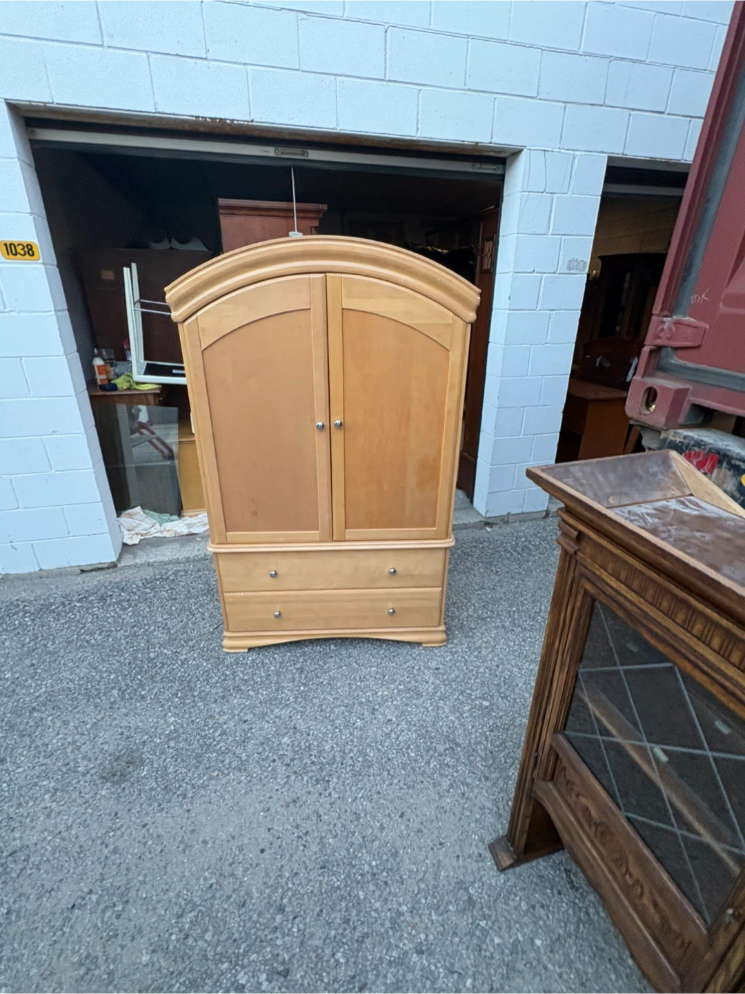 Free delivery used Wooden Armoire with Drawers - photo 5