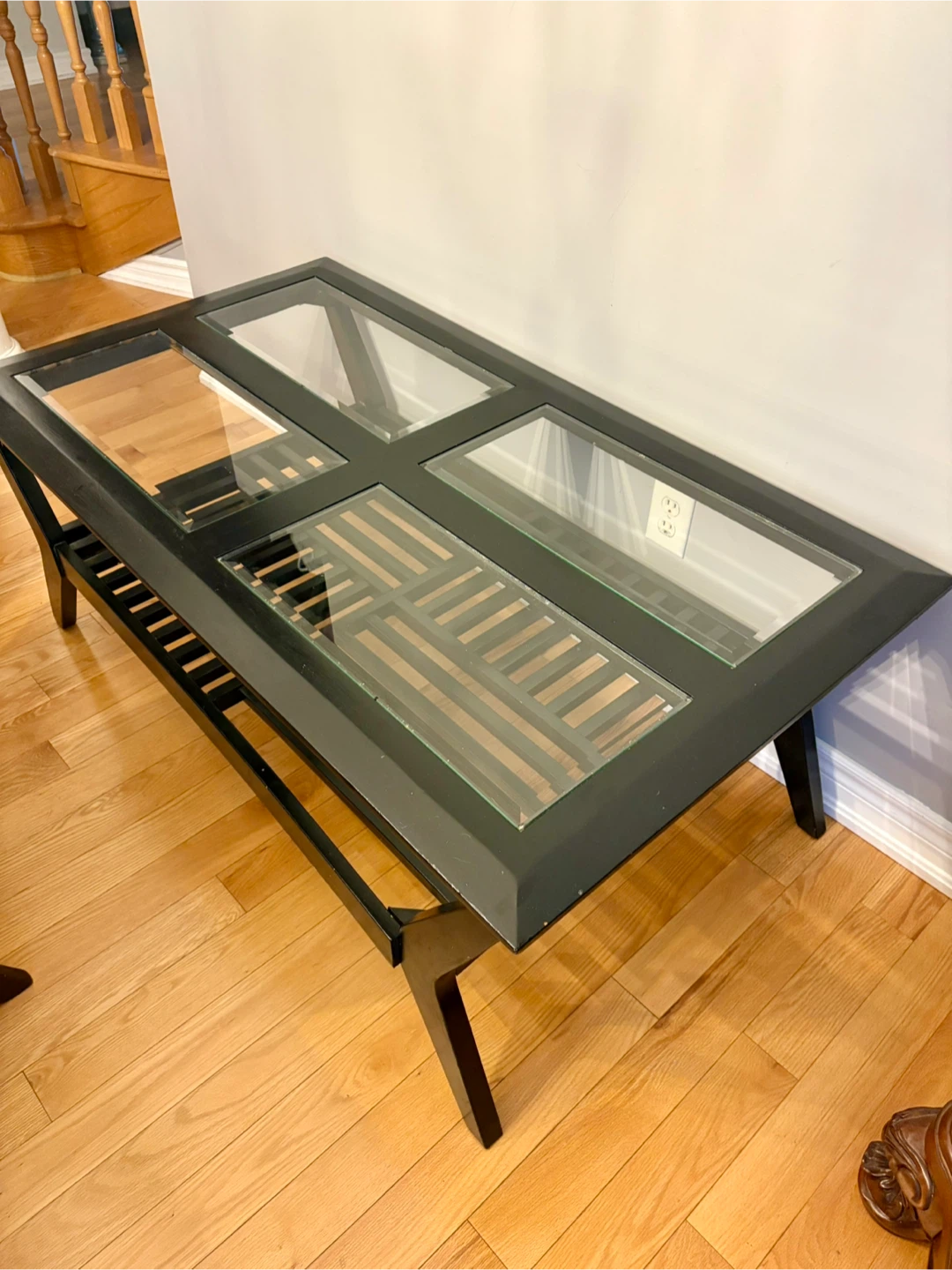 Black Coffee Table with Glass Top