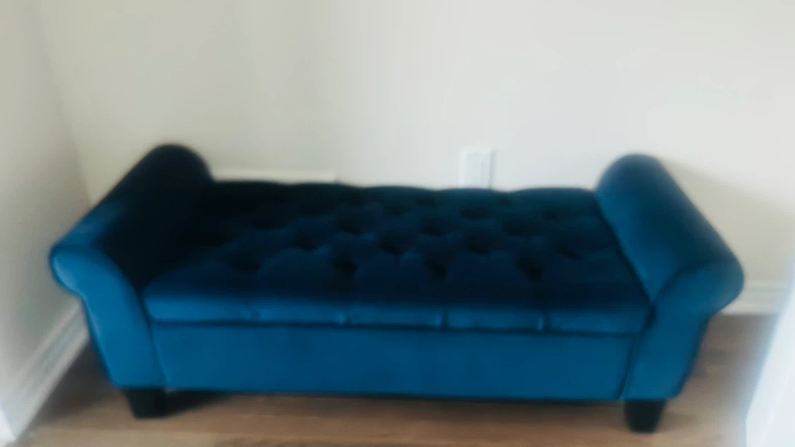 Blue Tufted Storage Bench