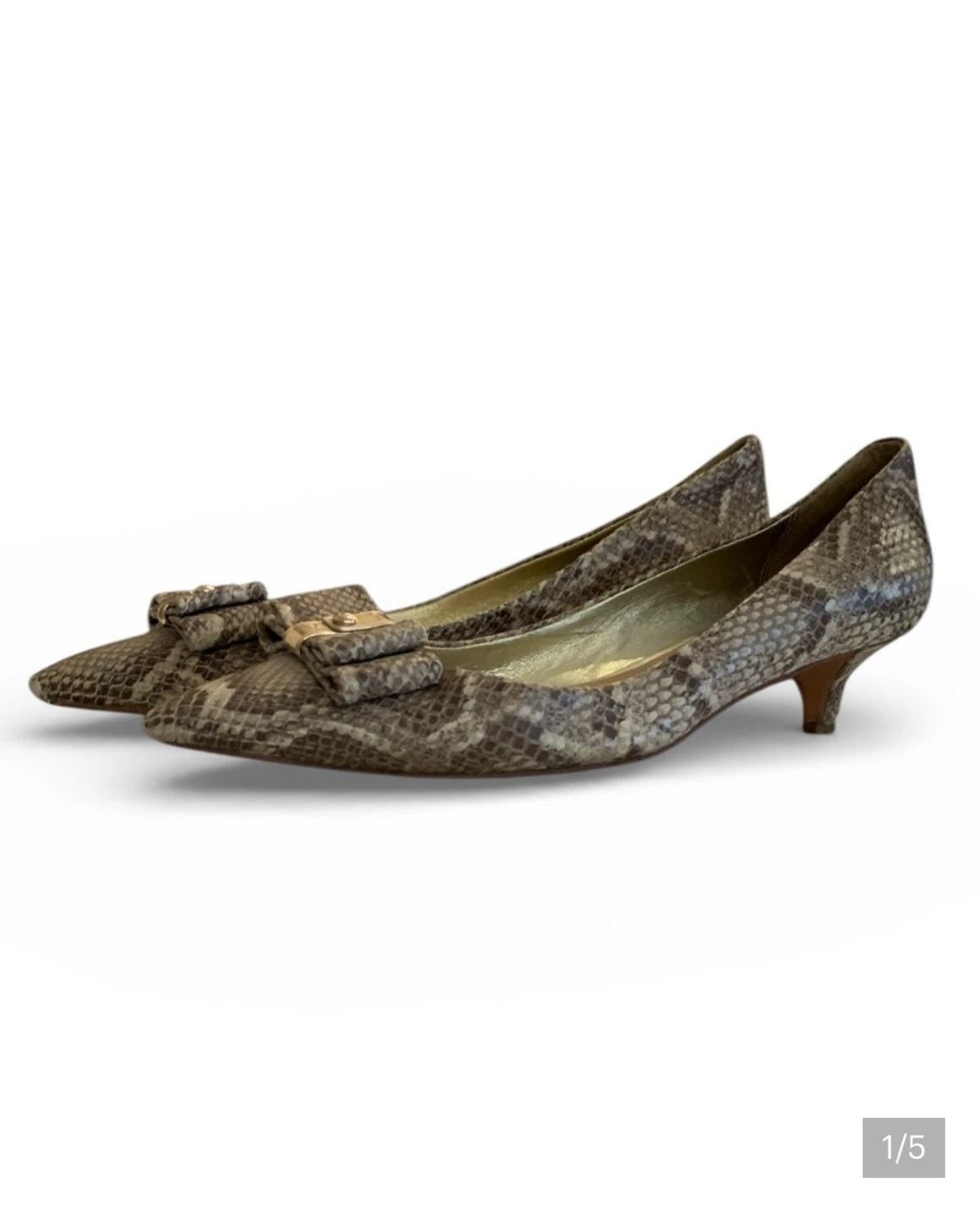 Coach Snakeskin Print Bow Heels - photo 2