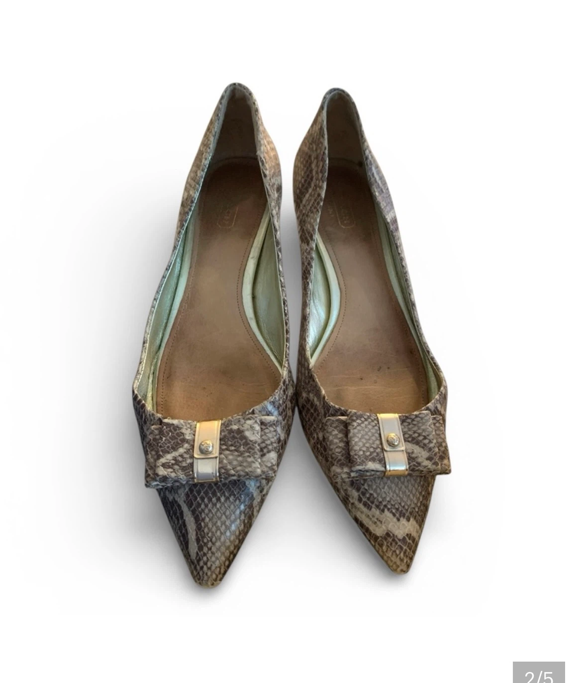 Coach Snakeskin Print Bow Heels - photo 3