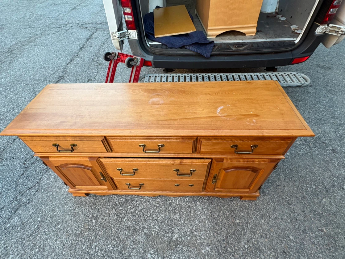 Free delivery used Wooden Dresser with 5 Drawers and 2 Doors - photo 5